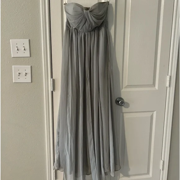 grey strapless bridesmaid dresses Mismatched Silver Grey Satin Spaghetti Straps Long Bridesmaid Dresses ,  GRB0016